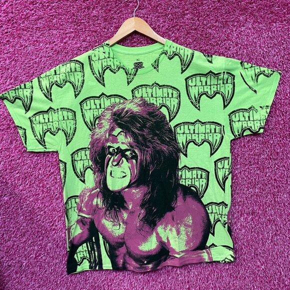 Ripple Junction Neon Green The Ultimate Warrior Allover Print T-Shirt Size XL - Picture 3 of 4